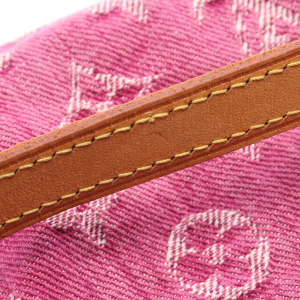 Louis Vuitton Pleaty Denim Handbag Fuchsia Pink Leather - Picture 7 of 8